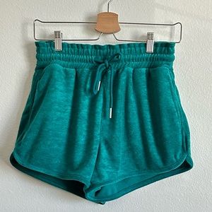 Blank NYC Teal Green Terry Cloth Elastic Waist Retro Shorts Size XS